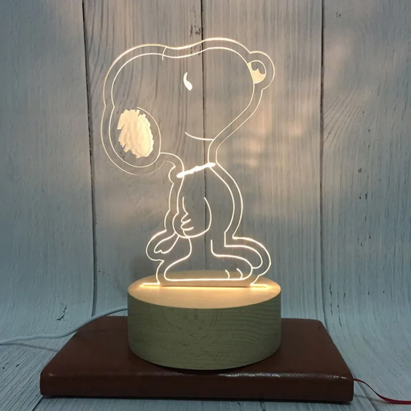 Snoopy new creative cartoon cute men and women interesting high-value home bedside lamp bedroom 3D three-dimensional table lamp