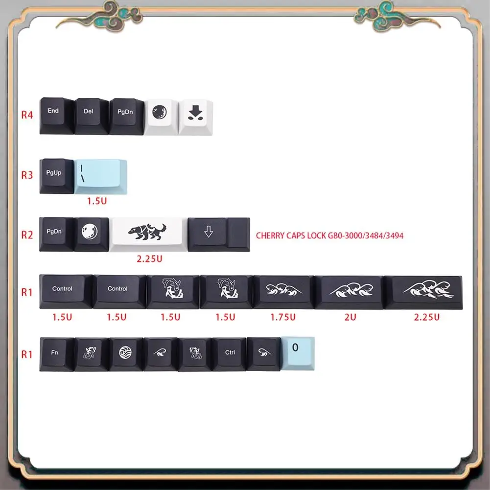 

Durable 1 Set Dye Subbed Keycaps For MX Switch Keyboard Cherry Profile Key Cap FR Keycap 135 Keys