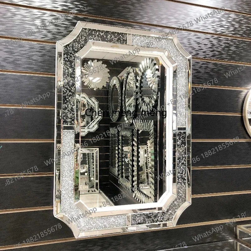 Light luxury wall-mounted mirror, bedroom makeup mirror, dining side porch, fireplace, diamond-encrusted decorative mirror