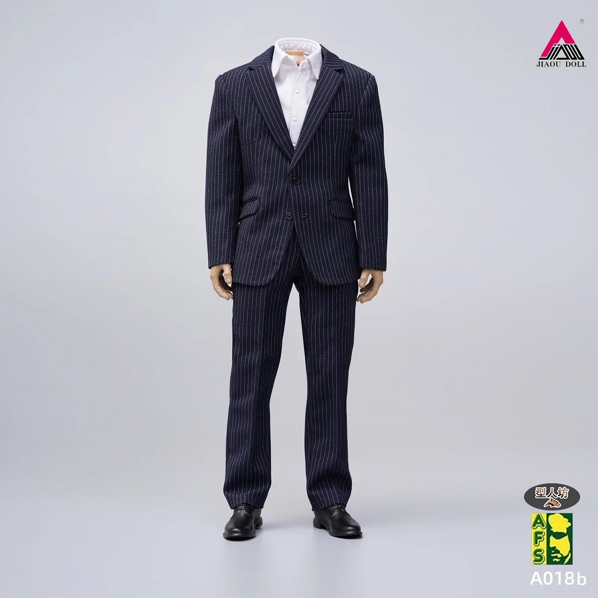 AFS A018 1/6, traje informal para hombre, ropa negra/rayada, conjunto de zapatos de cuero, modelo apto para cuerpo de figura de acción de soldado MB002 BD001 de 12 pulgadas