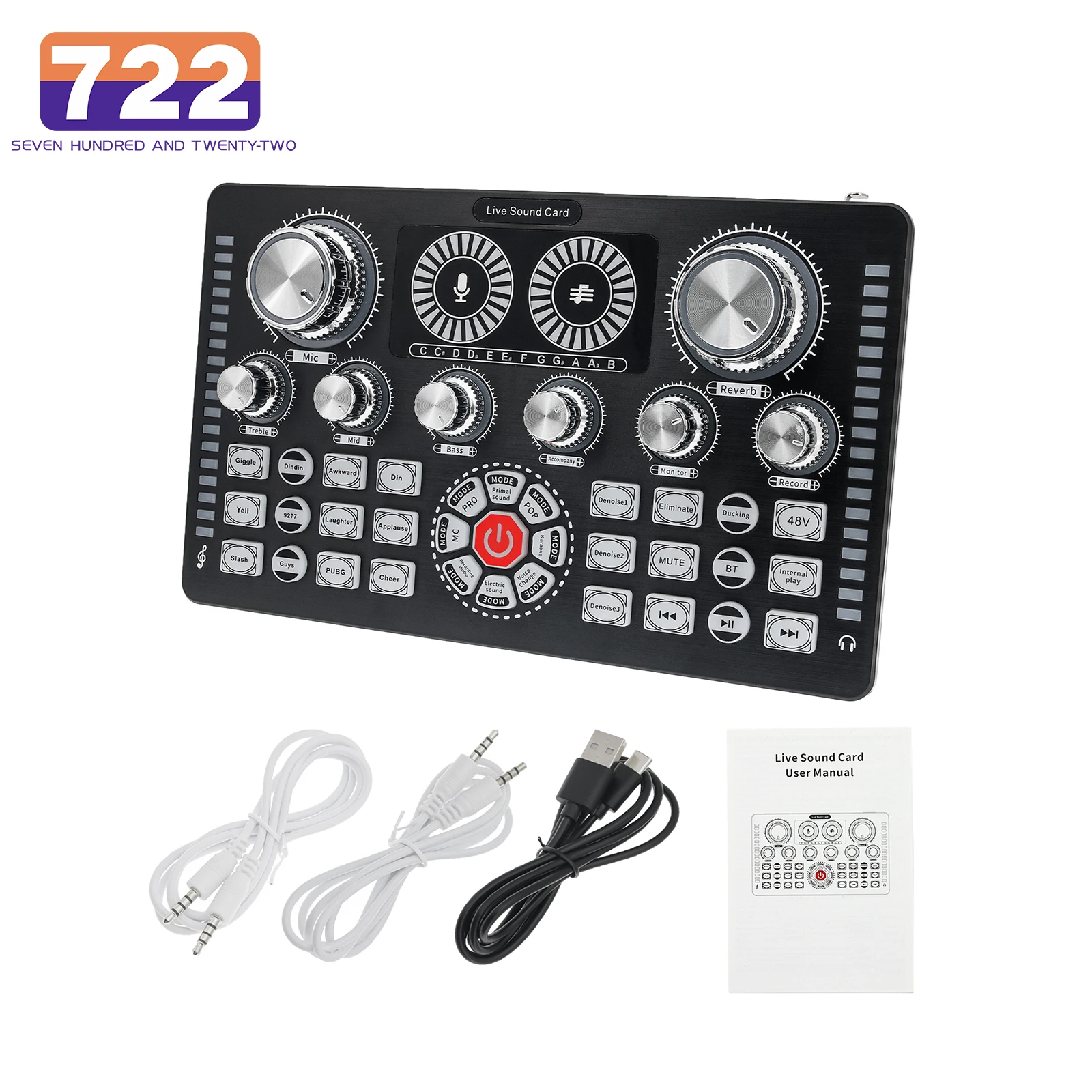 Professional Podcast Studio Sound Mixer Q7 Sound Card Audio Mixer for Recording Live Streaming Sound Card Kit For Phone PC