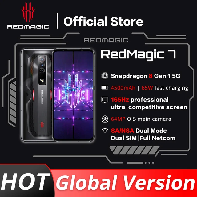 Global Version Redmagic 7 5G Snapdragon 8 Gen 1 Octa Core 6.8 inch 165Hz  AMOLED 64MP Triple Cameras 65W Fast Charging