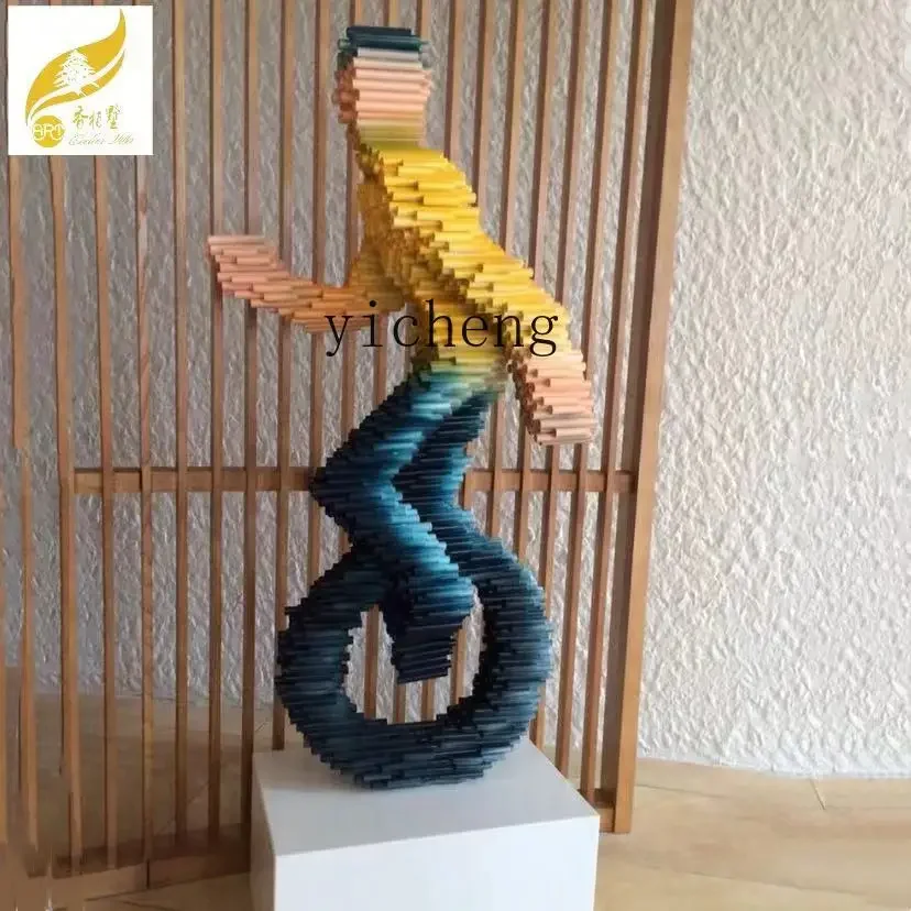 creative abstract composite hollow tube sports humanoid floor sculpture ornament