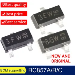 3000PCS/Lot Original BC857A BC857B BC857C  SOT23 Marking 3FW 3EW 3GW SMD 45V100mA NPN PNP Triode NEW