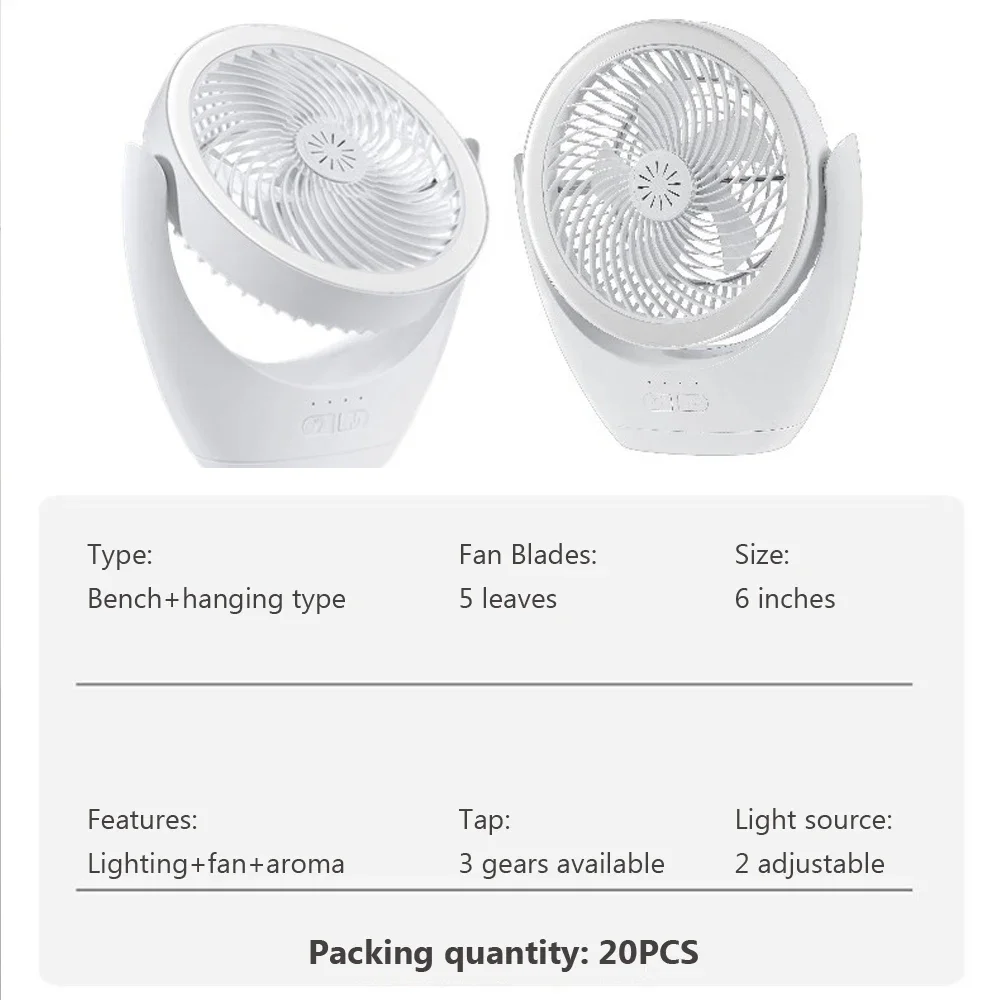 LED Fan Lamps USB Rechargeable Desktop Portable Wireless Ceiling Fan For Bedroom Multi Scenario Usage With Hooks Pendant Lights