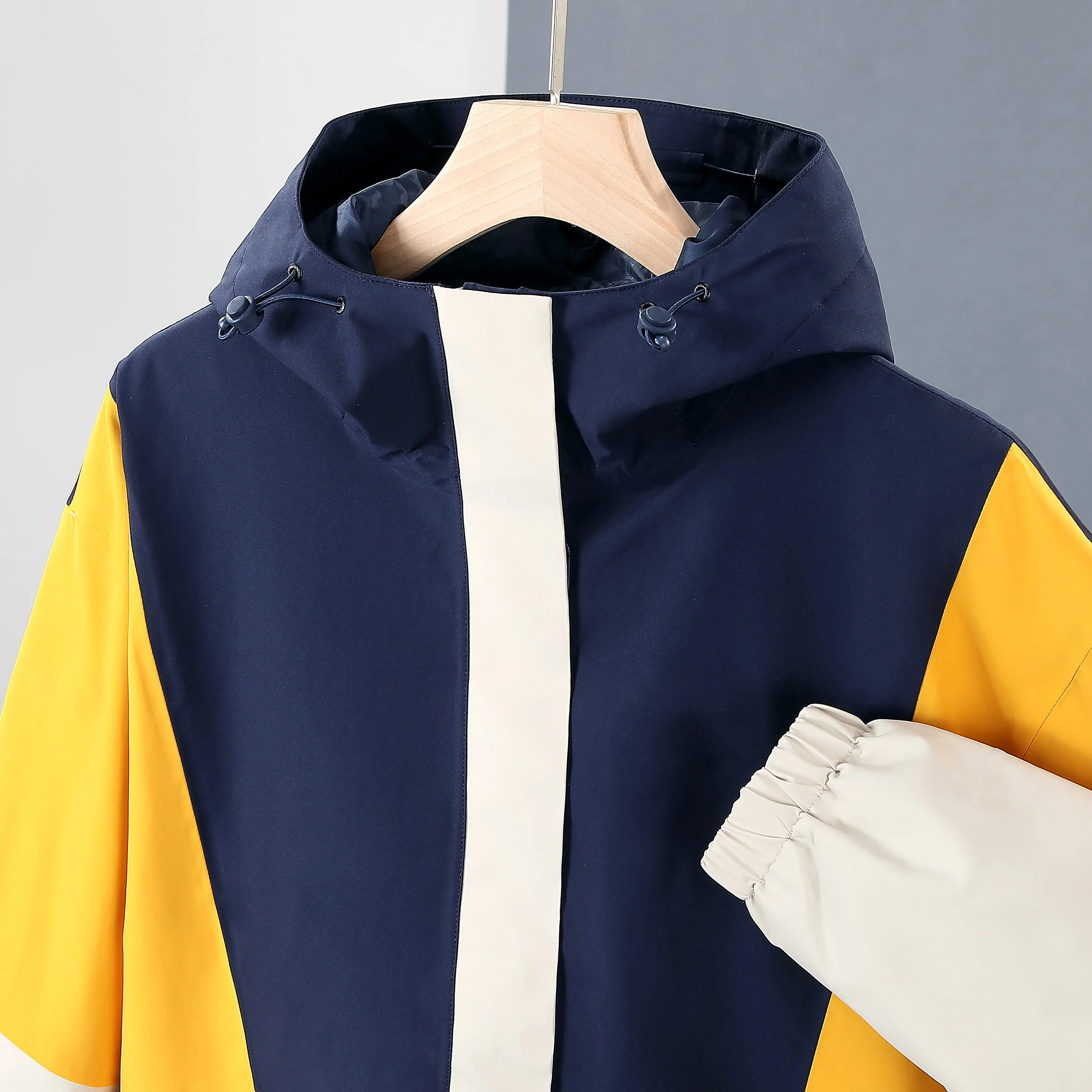 

Men's and Women's Casual Outdoor Trench Coat Autumn and Winter Loose Version Splicing Color Hooded Jacket Daily Commute Hiking