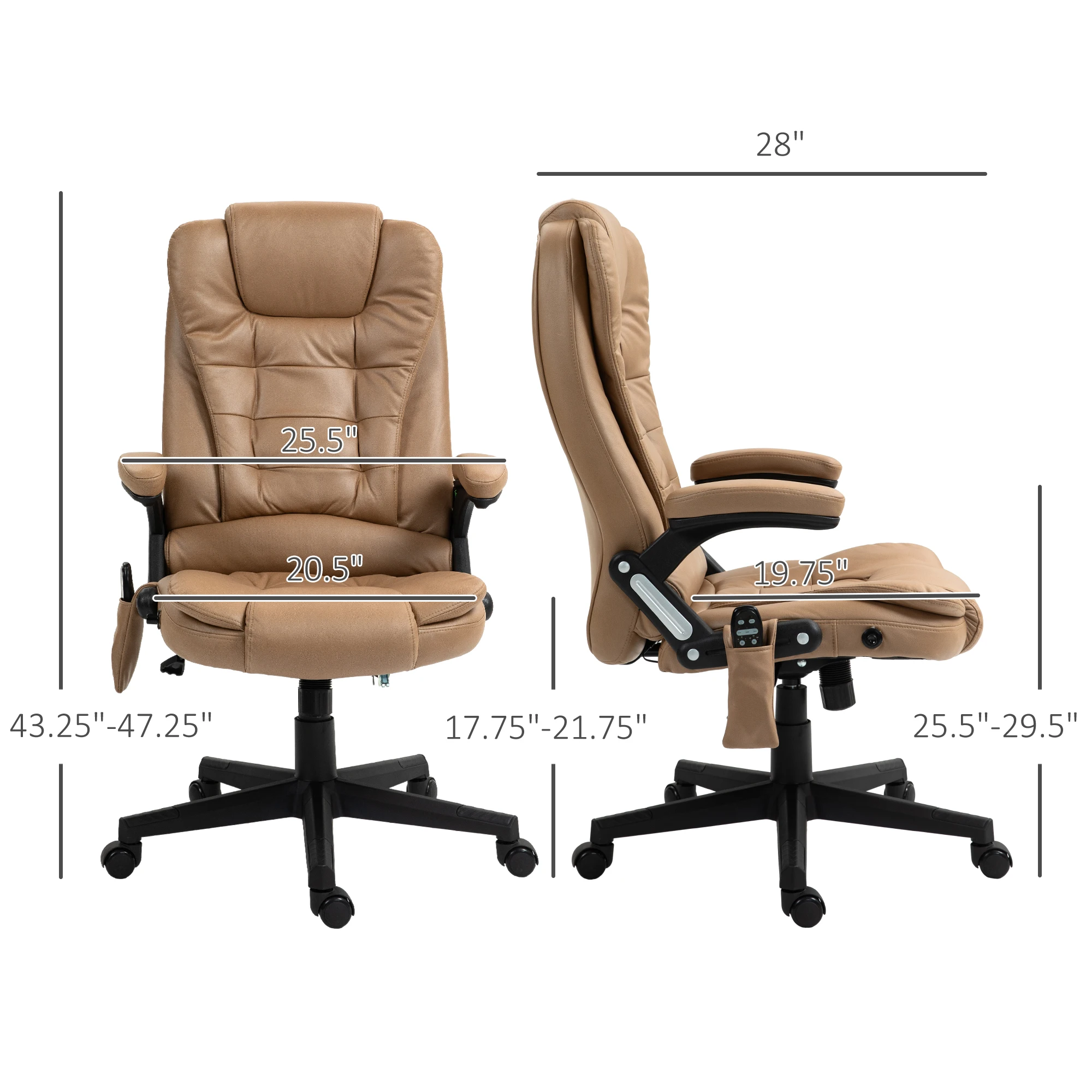 6 Point Vibrating Microfiber Massage Office Chair with Heat Light Brown