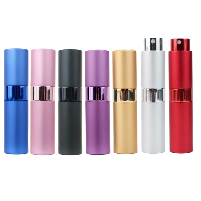 Atomiseur de parfum portable en aluminium, d'extraction pulvérisateur cosmétique, bouteille de parfum illable, quotidien, voyage, 8ml, 6 pièces