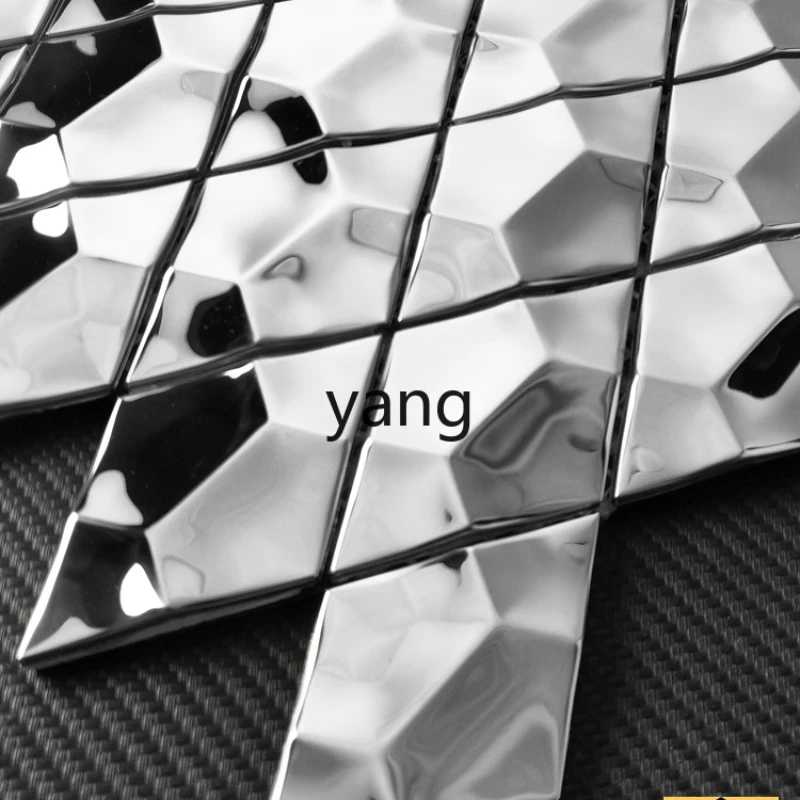

TGF metal mosaic tile sofa living room stainless steel brick wall sticker cafe background wall