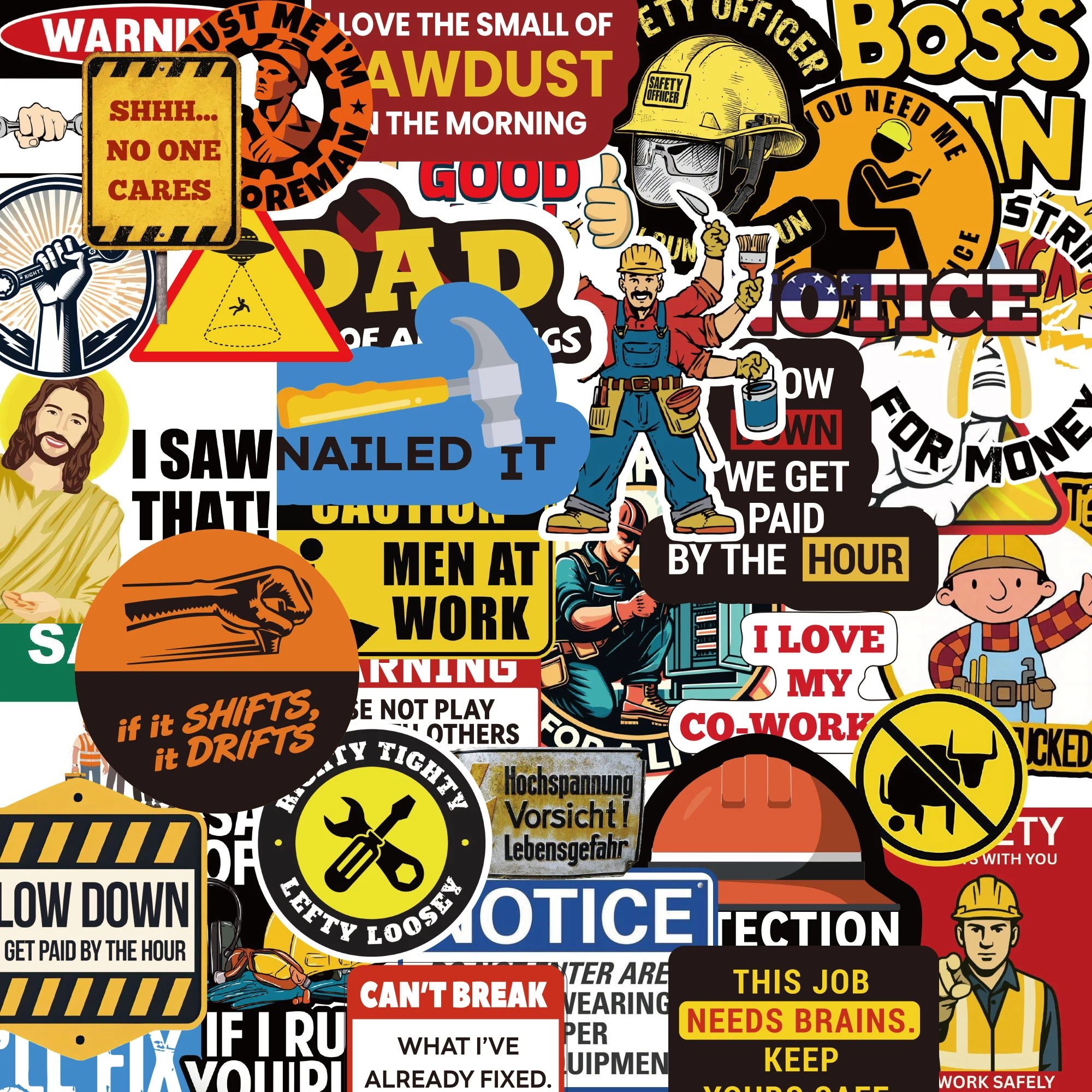 

250+ Hard Hat Stickers for Adults - Funny Sticker Book for Water Bottle, Helmet, Cars, Tool Box, Truck, Motorcycle