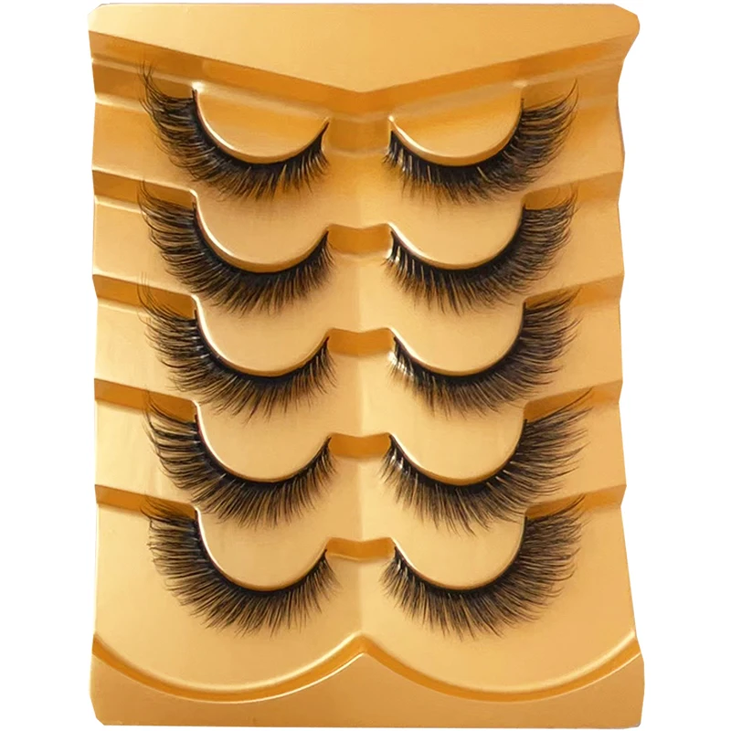 5 par naturalnych sztucznych rzęs Mango Eyes, rzęsy Mango Eyes 3D, puszyste, efekt całkowicie naturalnego wzroku, przedłużanie rzęs na końcach, 0,63 cala.