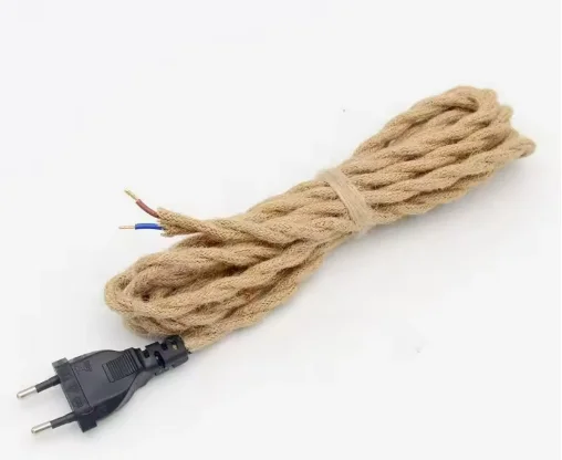 EU Plug Netsnoer Vintage Hennep Koord 2Meter 3Meter Convered Met AAN/UIT Schakelaar Voor Retro hanglamp Ontwerp Verlichting Decor