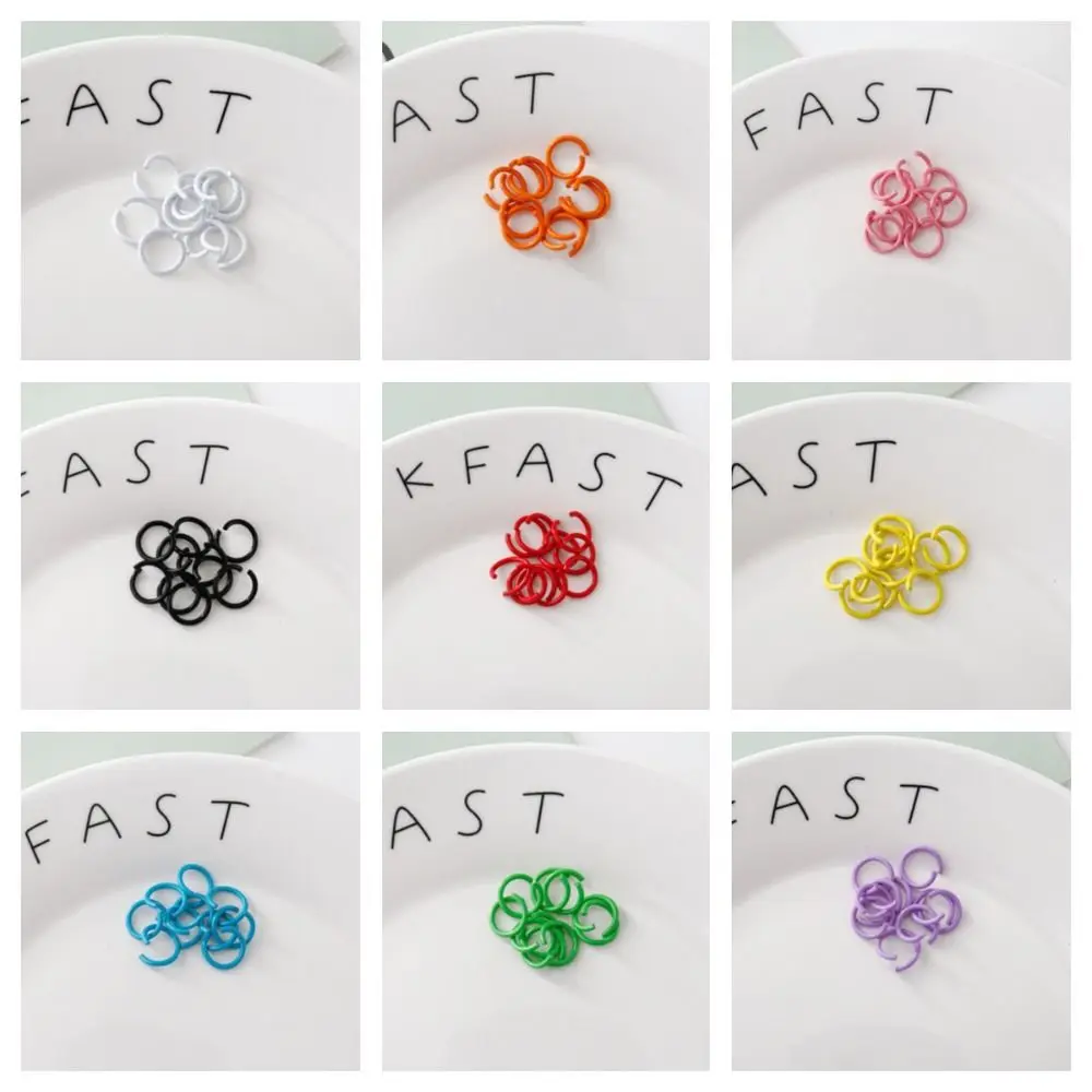 10PCS DIY สีสันแยกแหวนเปิดแหวนเครื่องประดับเชื่อมต่อแหวนเดี่ยวแหวนกระโดดสีอบเปิด LOOP ของขวัญ