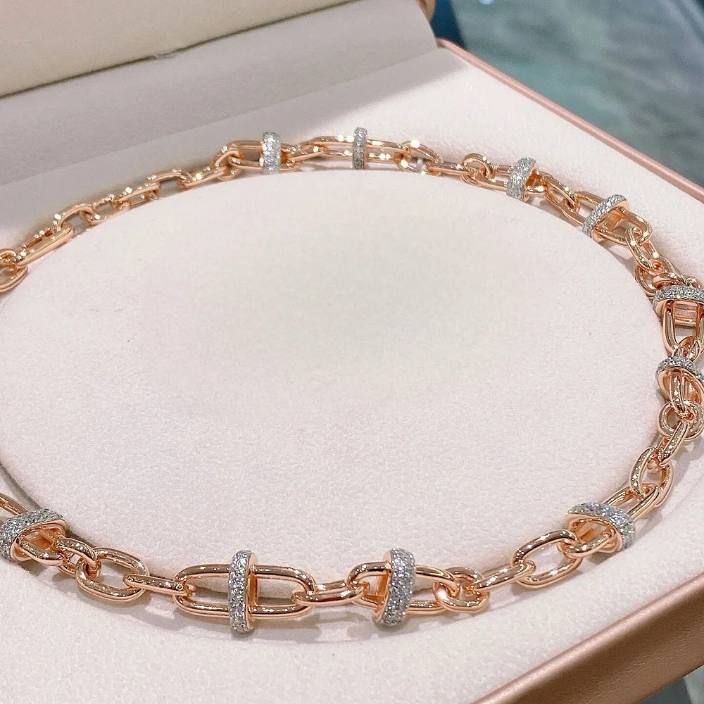 

ARIGAYA 925 Silver Diamond-Studded U-Shaped Chain Necklace Vintage Old-Fashioned Punk Hand Chain Necklace For Men And Women