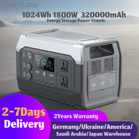 SUKFLOW Power Bank Energy Storage Battery 1024Wh 1800W Camping Portable Power Station 320000mAh LiFeP04 Battery Solar Generator