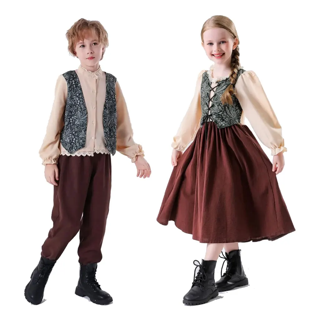 

Kids Germany Bavarian National Dress Up for Boy Girls Retro Medieval Costume Halloween Carnival Book Week Cosplay Outfit