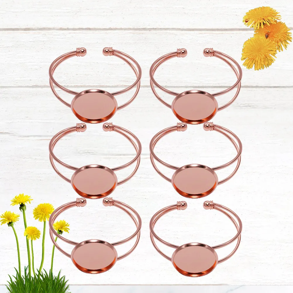 6Pcs Round 18Mm Copper Bracelet Bases Rust Resistant DIY Bezel for Jewelry Making Custom Resin Pendant Arts Crafts Cameo Photo