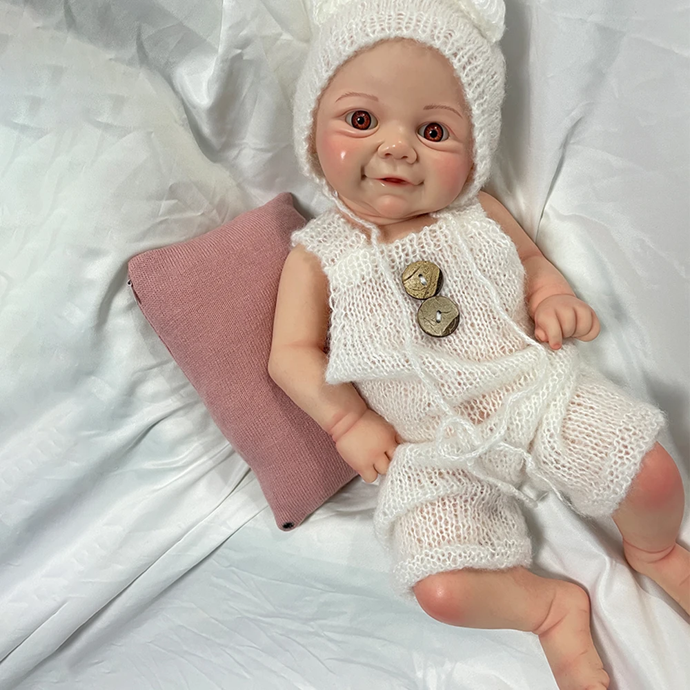 

Weighted Full Soft Silicone Reborn Baby Doll 17Inch Open Eyes Lovely Flexible Artist Newborn Washable Bebe Girl Companion Toys