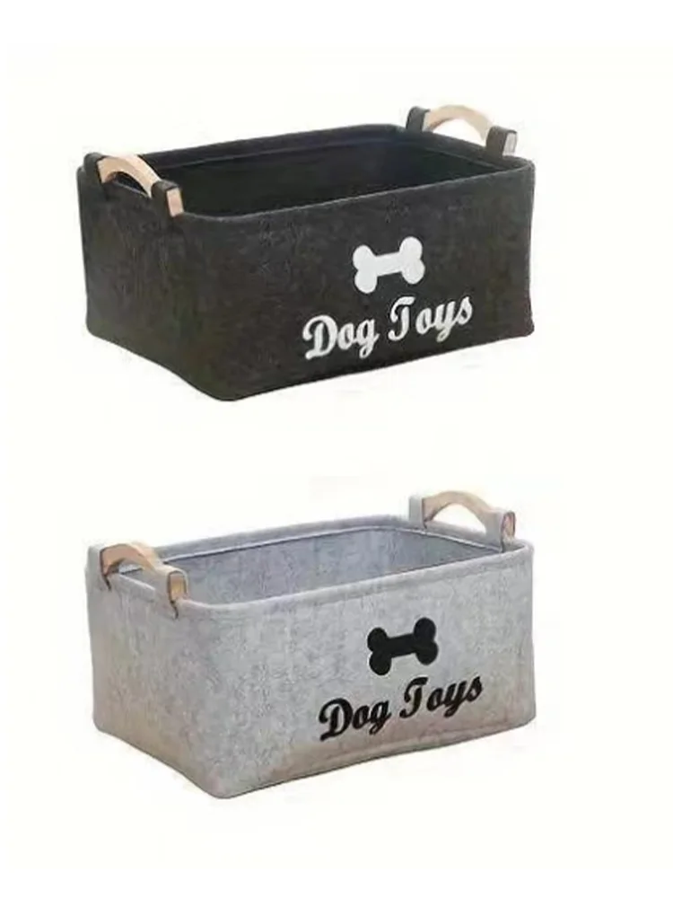 A Cat and Dog Toy Storage Box with Various Styles and Types, Made of Felt and Does Not Fade.