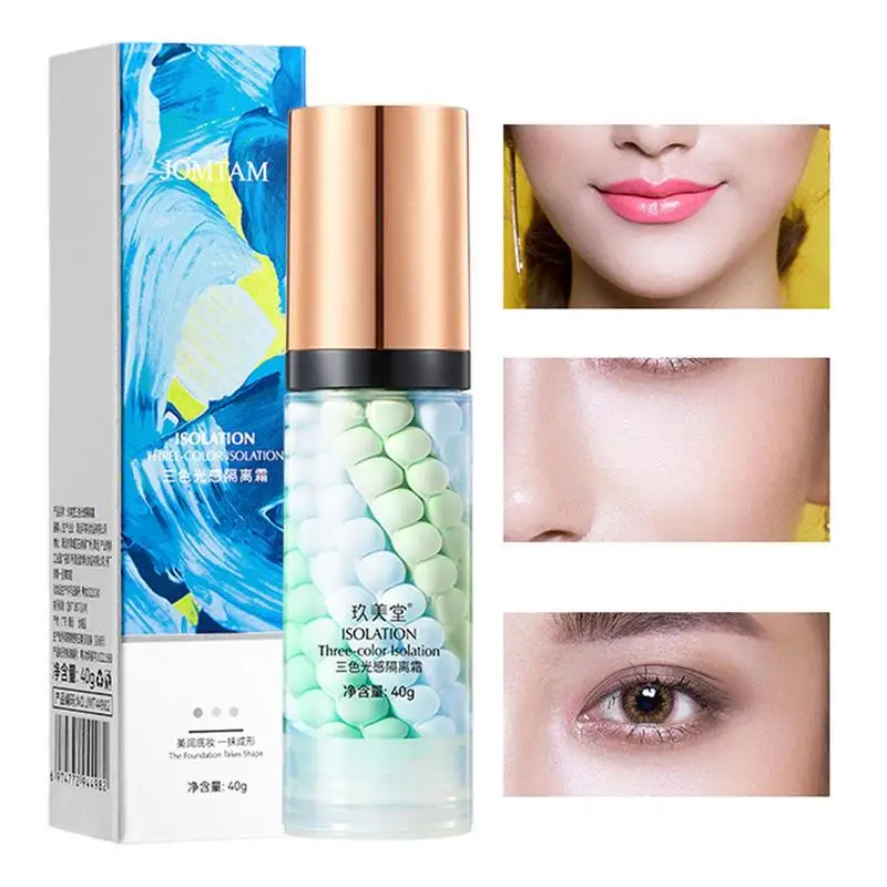 Makeup Primer Three Colors Liquid Concealer Mixed Isolation Lotion Face Makeup Primer Base Cream Invisible Pore Brighten Skin