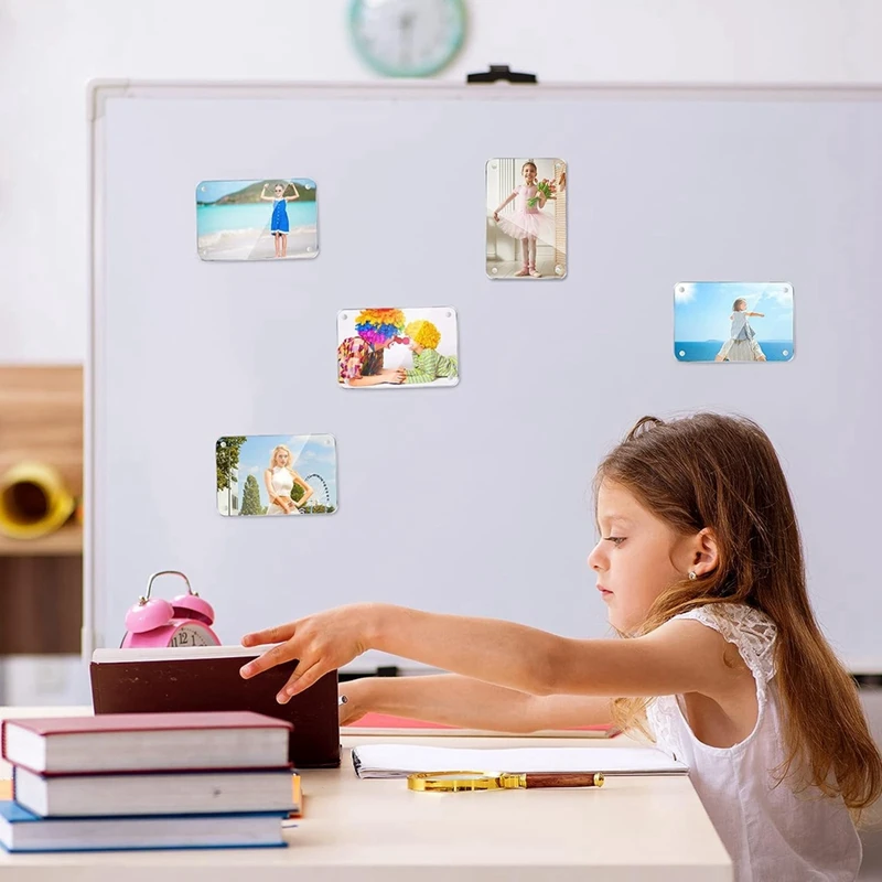 กรอบรูปแม่เหล็กตู้เย็นสองด้านขนาดเล็กกรอบโพลารอยด์18ชิ้นกรอบรูปไร้กรอบใส