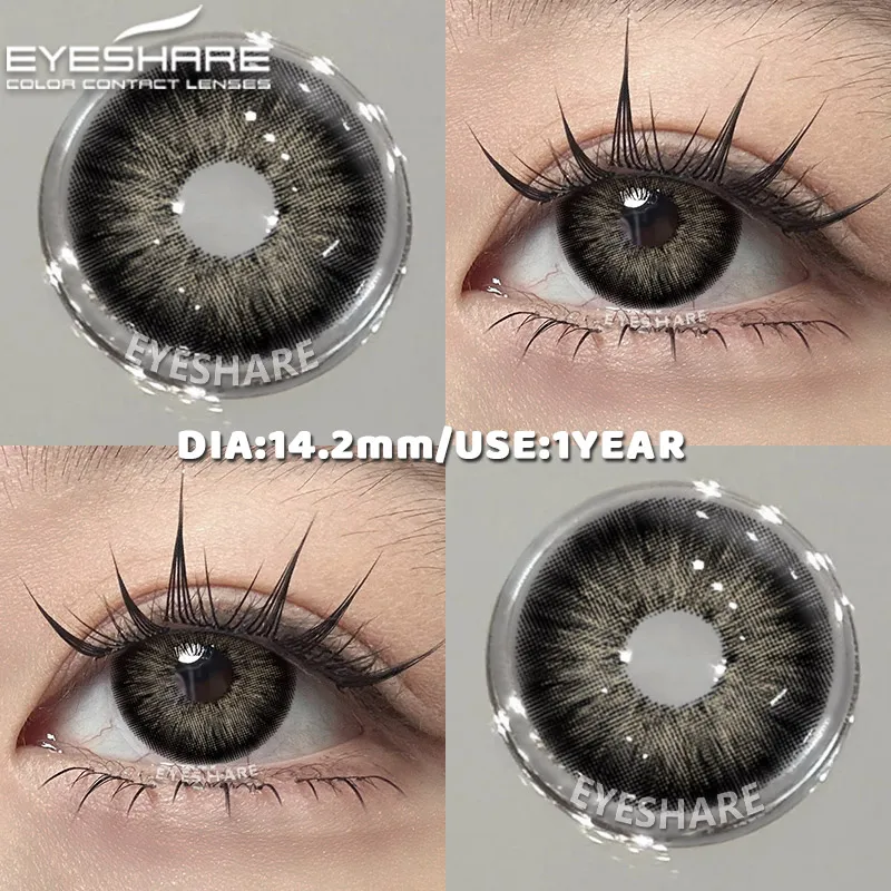 EYESHARE Natürliche farbige Schüler für Augen, 1 Paar schwarze Linsen, kosmetische blaue Schönheitslinsen, graue Augenkontaktlinsen, grüne Colorcon-Linse
