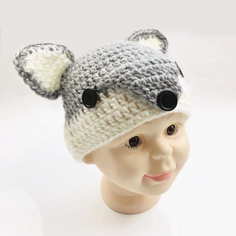 Hand-knitted Autumn/winter Warm Kids Pullover Windproof Fox Knit Hat