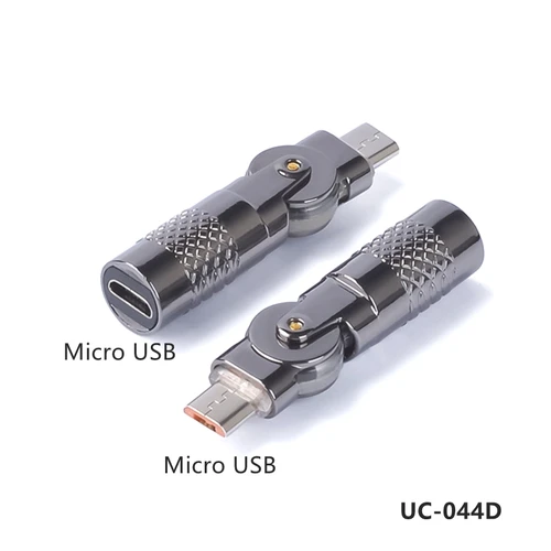 Imagen 2 del producto Adaptador USB tipo C giratorio de 180 grados tipo C macho a Micro USB hembra conector convertidor 27W 60W Cable de datos de cargador rápido