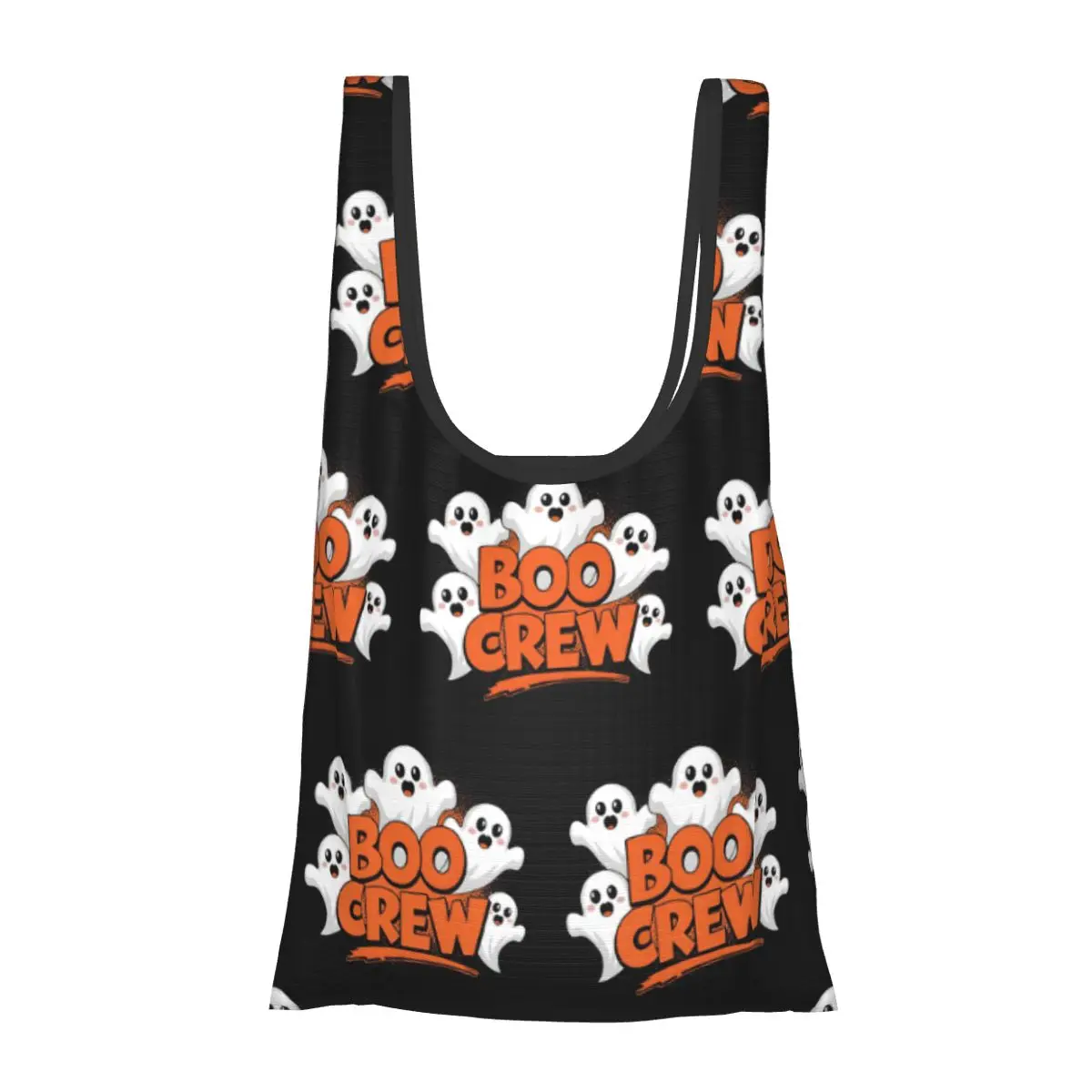 

Halloween Boo Crew Portable Tote Shopping Bags Reusable Shopper Bag Groceries Handbag Shoulder Bag