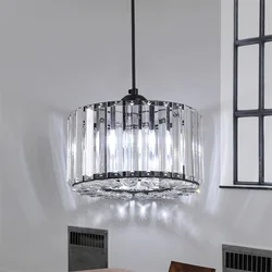 Round Crystal Chandelier Pendant Lamp, Lâmpadas suspensas para teto, Home Decor, Corredor, Quarto, Sala de jantar