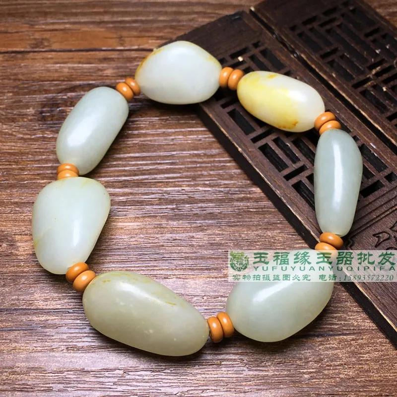 Imagem -02 - Hetian Jade Mão Corda Hetian Jade Homens e Mulheres Estilo Qinghai Material Pulseira com Contas Qinpi Vermelho Pedra Original Peças Lote