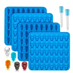 1/2/4pcs skull mini skull silicone mold used for making pet chocolate candy, jelly, gummies, ice cubes, snacks with droppe