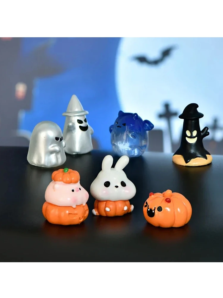 Mini halloweenowe figurki miniaturowe słodkie duch Halloween dyniowe bajkowe miniatury figurki do dekoracji domu DIY rzemiosło żywiczne — zdjęcie 2