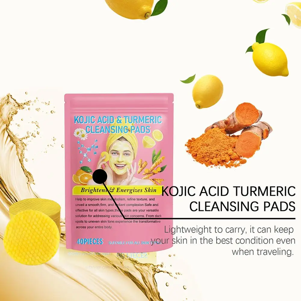 40/80/120pc Face Cleansing Sponge Professional Turmeric Kojic Acid Facial Cleansing Pads For Removing Dead Skin Skin Exfoliating