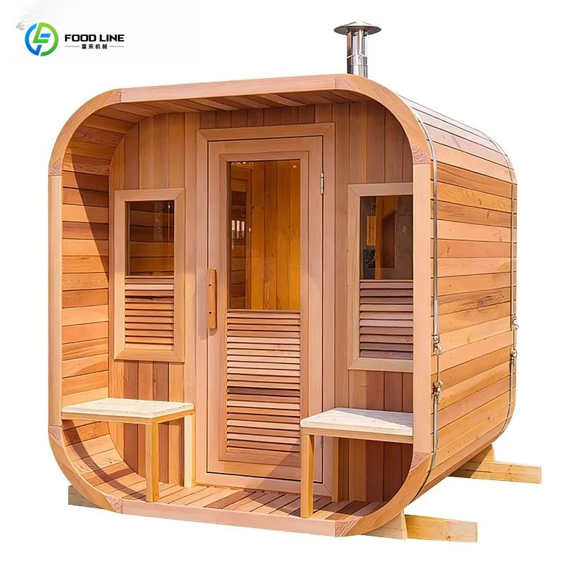 Sauna de Leña Personalizada en Forma de Cubo, de Madera de Sequoia Canadiense, para Exterior, con Panel de Control, para Jardín y Hogar
