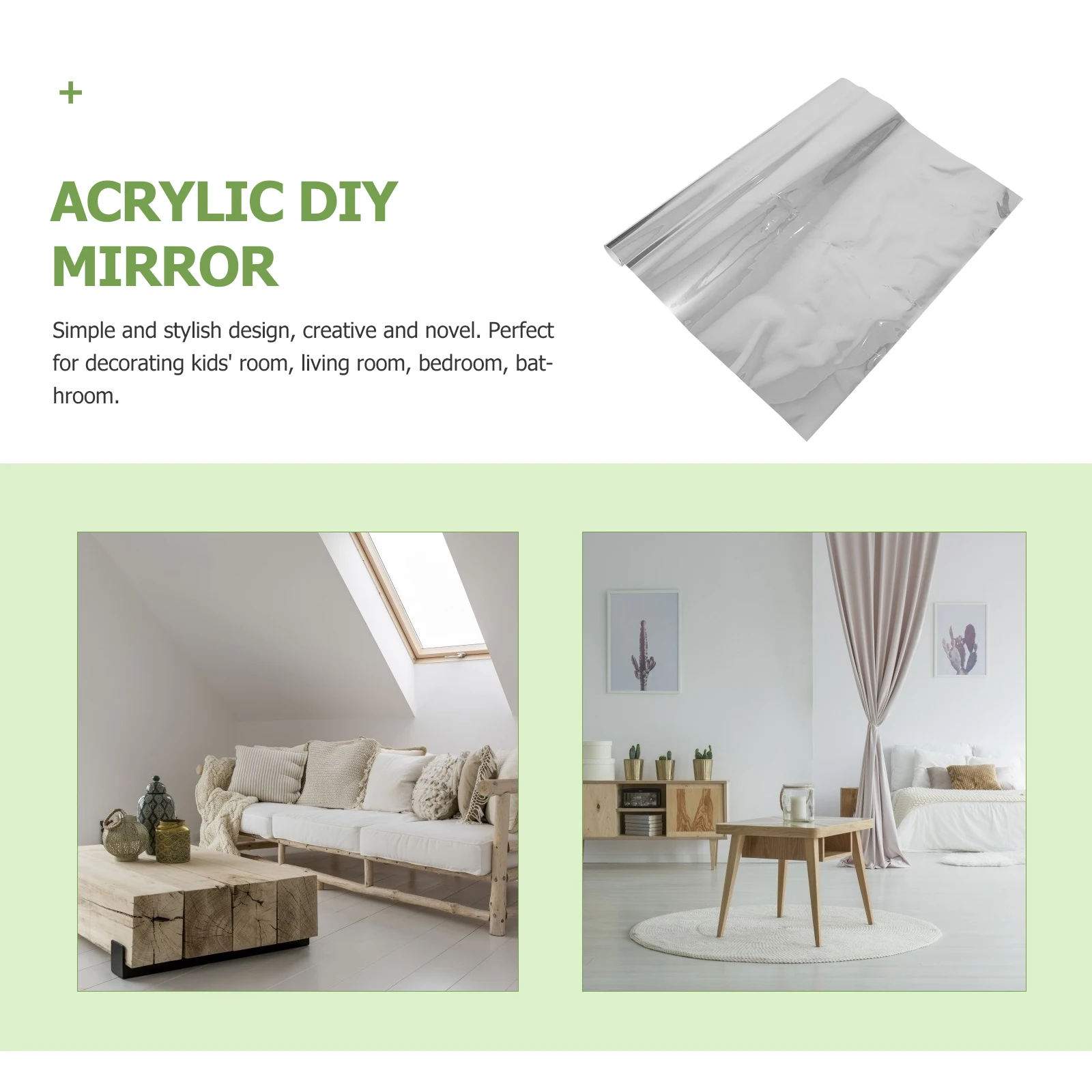 

Creative Mirror Wall Paster Pet DIY Sticker for Bathroom Bedroom Living Room Home Decor Decoration Silver DIY Mirror