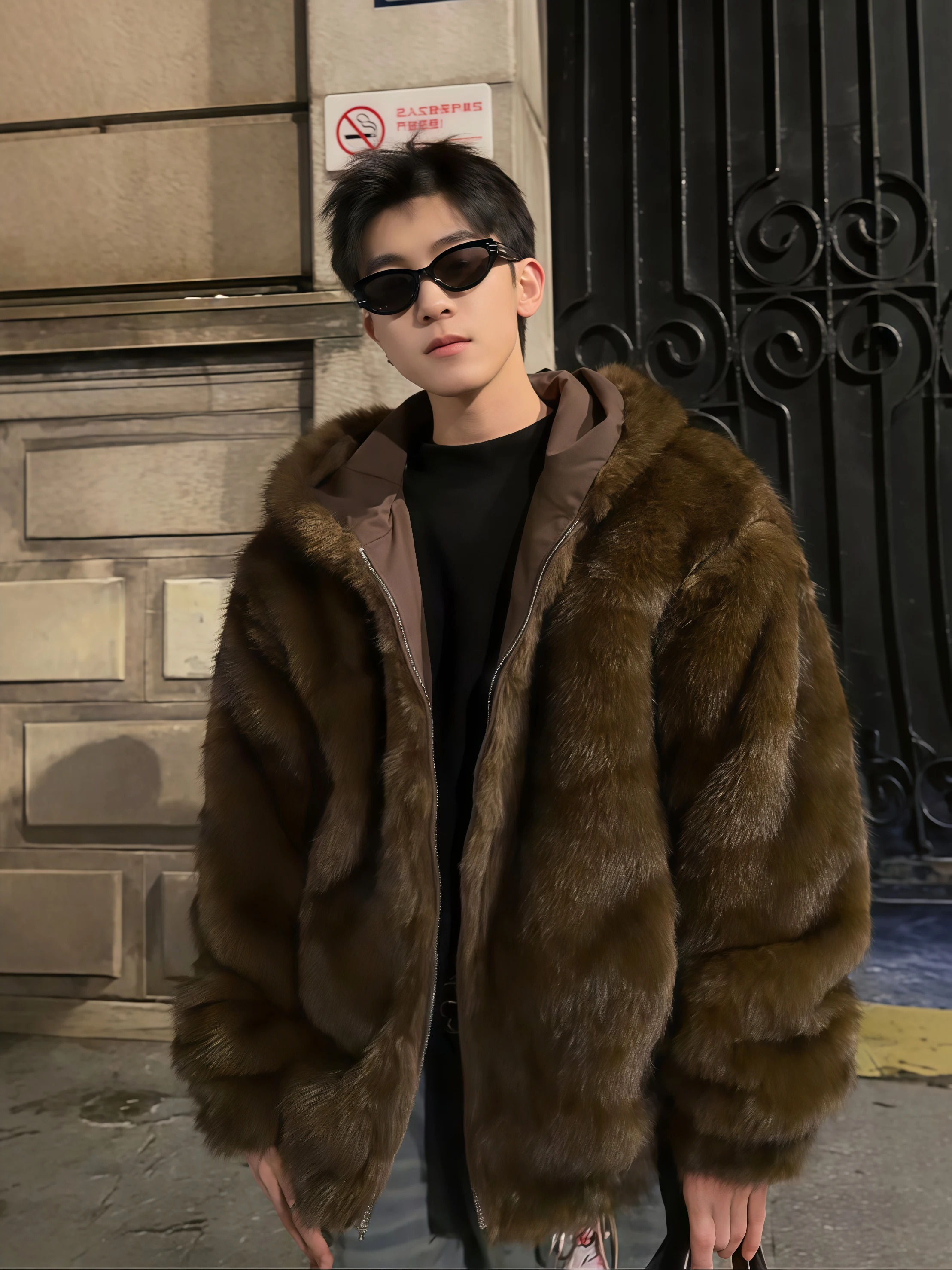 

Coffe Brown Double-Sided Wear Mountain Eagle Cotton Jaet Men's Sle Winter American Retro High-End Look Nas Boy Fur Cott...