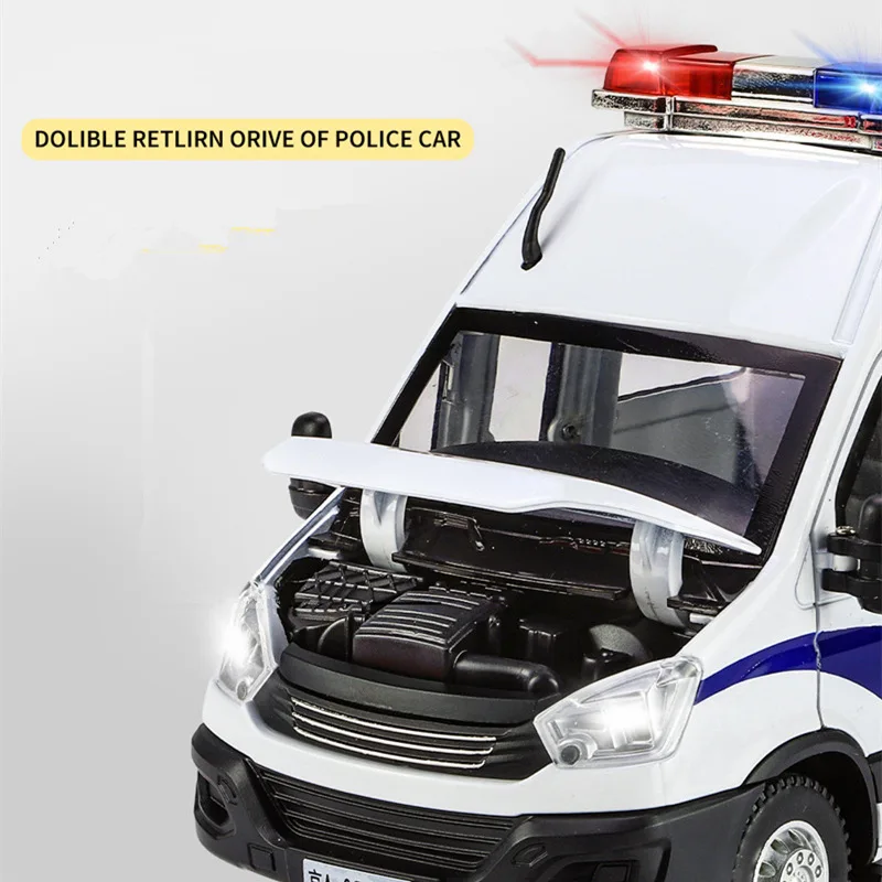 1:24 Alloy Armored Car Model Diecast Metal Toy Police Anti-Terrorist Explosion Proof Car Vehicles Model Sound and Light Kid Gift