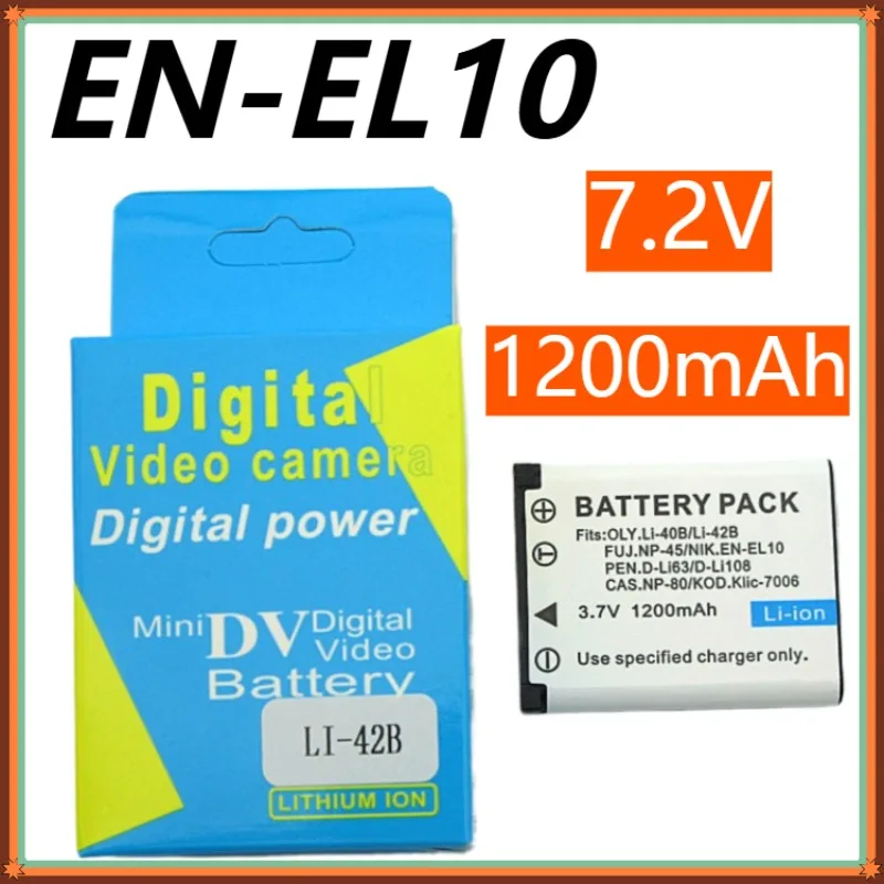 EN-EL10 1200mAh 7.2V Battery for Nikon Coolpix S3000 S4000 S5100 EN-EL10 Digital Camera Lithium Battery with Battery Charger