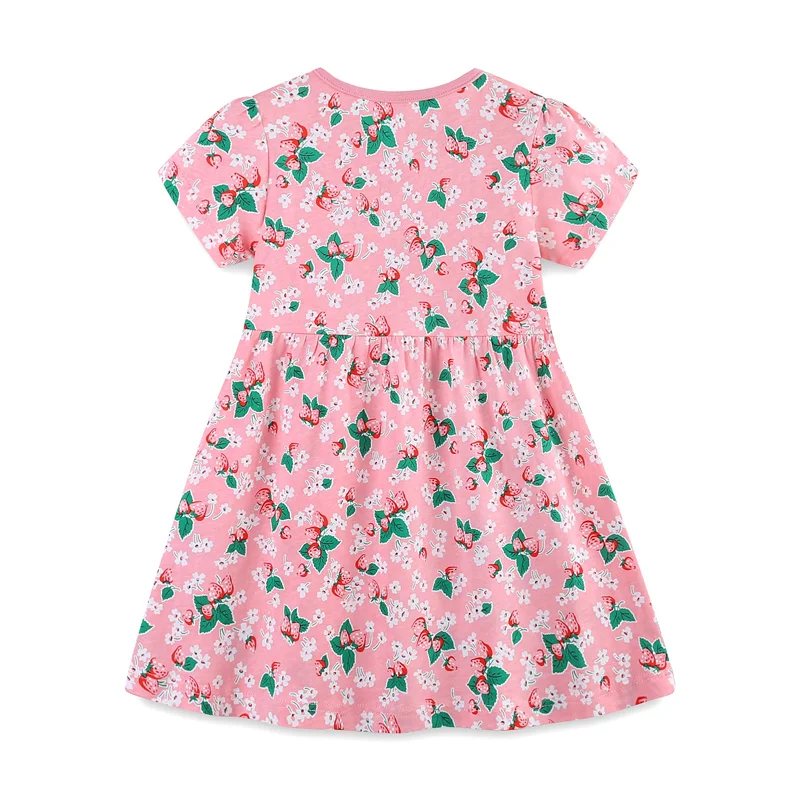 Jumping Meters Princess Baby Clothes Summer Floral Print Birthday Kids Girls Dresses Short Sleeve Short Sleeve Frocks Costume