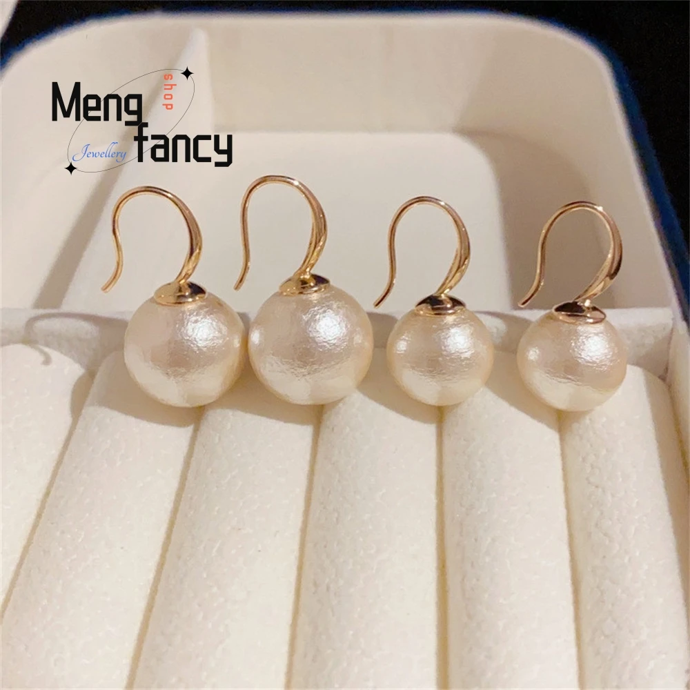

Cream-Colored Cotton Pearl Ear Hooks, French Style, Champagne-Colored Pearl Ear Hooks, Trendy Earrings Fashion Exquisite Jewelry