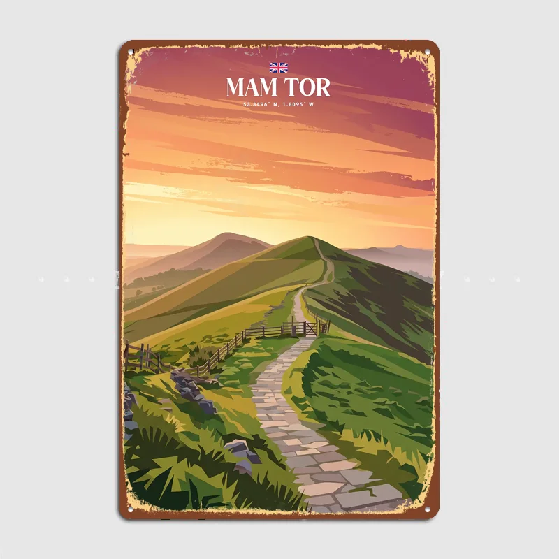 Mam Tor Peak District Travel Metal Custom Sign Living Room Wall Indoor Decor Room Decoration Bedroom Posters Home Decor