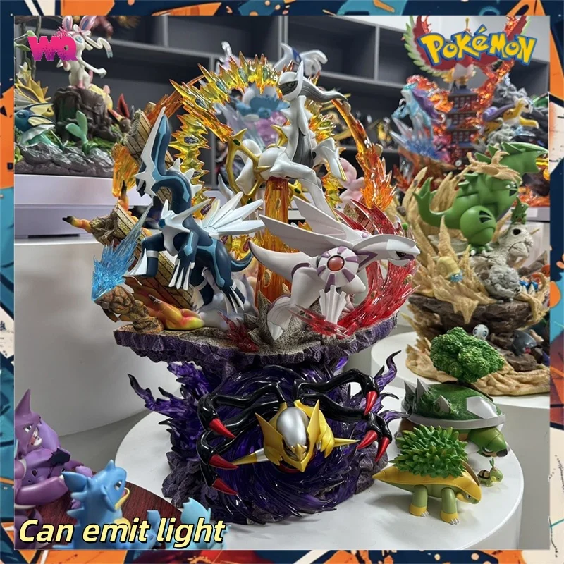 In Stock 37cm Arceus Palkia Dialga Giratina Anime Figures Can emit light PVC Statue Collection Model Desk Decoration Gifts Toys