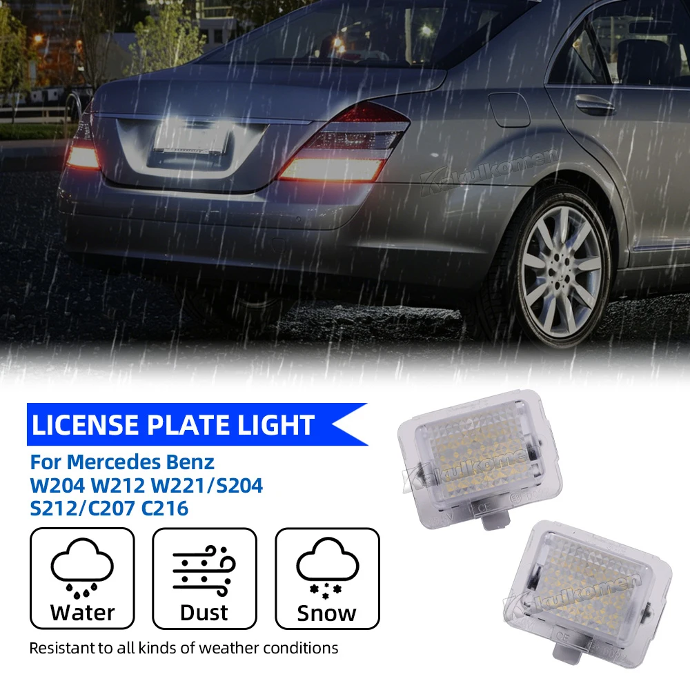 2 Stück Fehlerfreie LED-Kennzeichenbeleuchtung für Mercedes Benz W204 W212 C207 C216 W221 2007-2011 T10 Kennzeichenleuchten – Detail 1