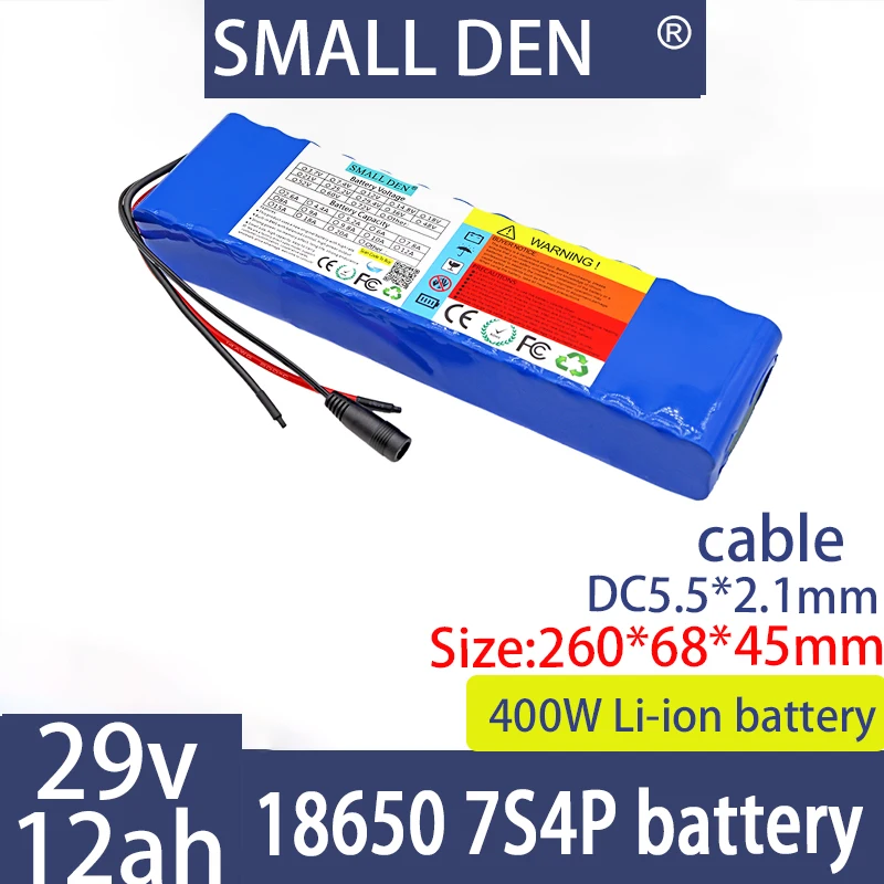 

29V 12ah 7S4P18650 rechargeable lithium-ion battery pack with built-in BMS protection board suitable for high-power applications