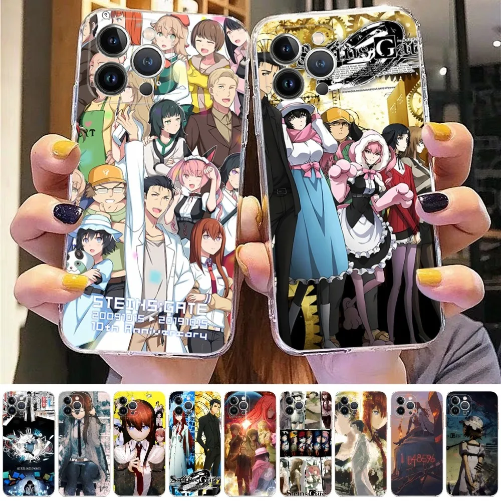 Anime Steins Gate Phone Case For IPhone 15 8 7 6 6S Plus X SE 2020 XR XS 14 11 12 13 Mini Pro Max Mobile Case