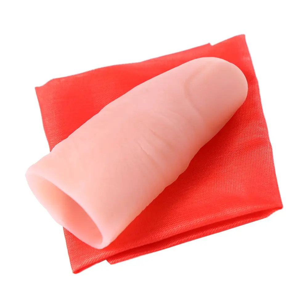 Funny Toys Professional Close-Up Magic Props Red Silk Finger Magic Tricks Magic Tricks Scarf Disapper Magic Finger Thumb Tip