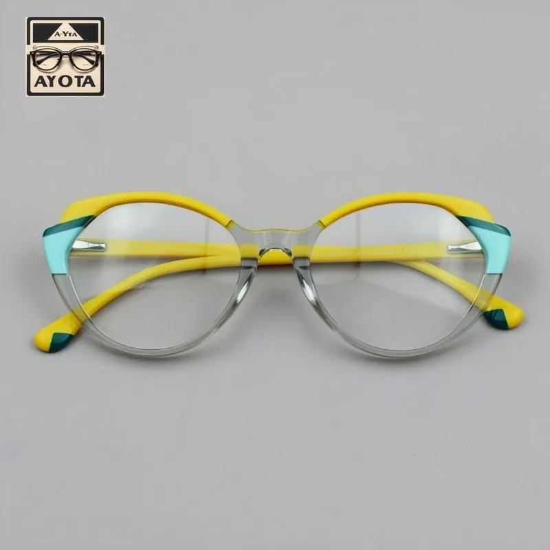 

New Fashioncat-eye Color-matching Round Acetate Spectacle Frame Is Suitable Both Men Women To Protect Against Myopia Blue Light
