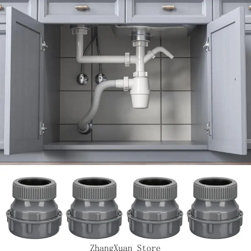 Pack of 4 Drain Reducer Fitting Set 1-1/4 In to 1-1/2 In Polypropylene Threaded Slip Joint Adapter for Sink Trap Replacement