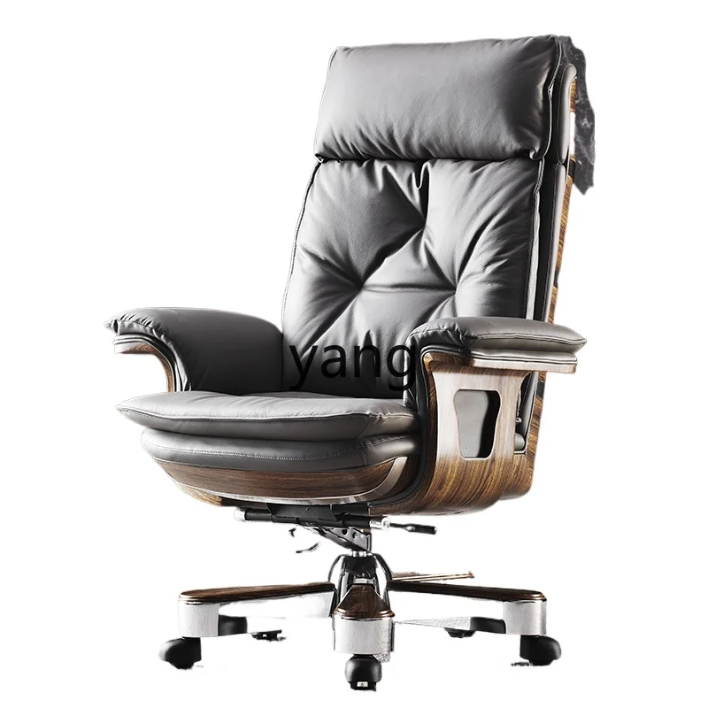 

LMM solid wood boss leather business president seat cowhide high-end home office computer chair